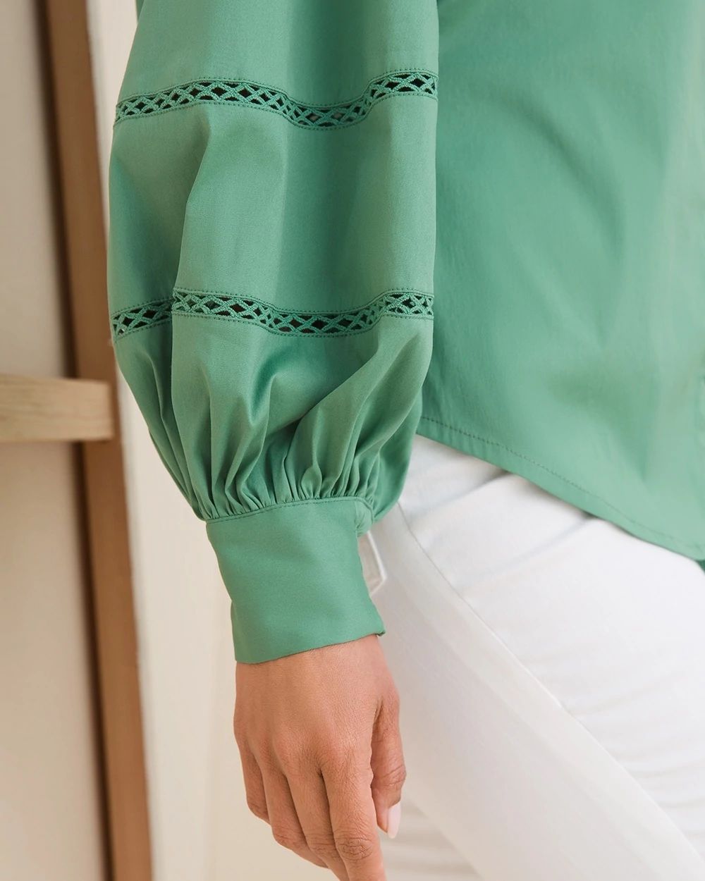 Poplin Billow-Sleeve Top