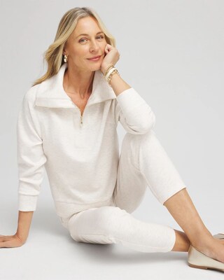 Zenergy® Heathered Scuba Satin Trim Sweatshirt