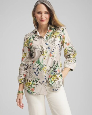 No Iron™ Stretch Wildflower 3/4 Sleeve Shirt
