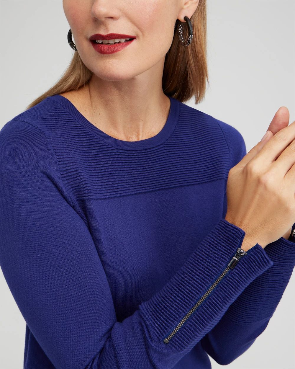 Zipper Detail Tunic Sweater