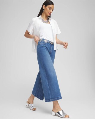 High Rise Wide Leg Cropped Denim click to view larger image.