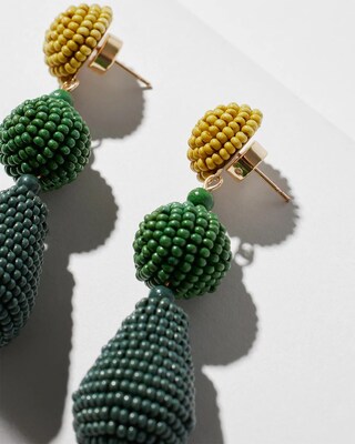Green Seed Bead Earrings