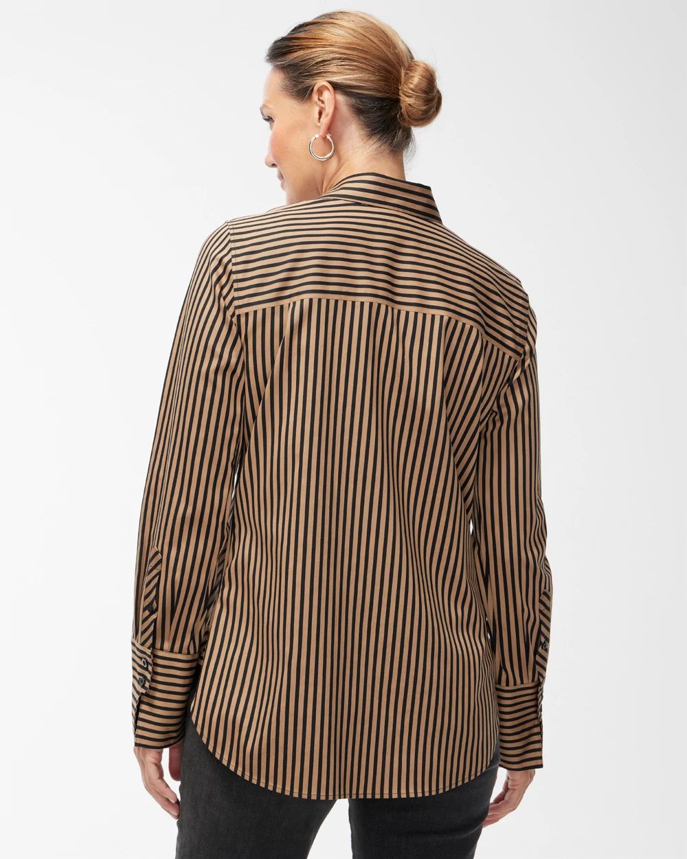 No Iron™ Stretch Black Imperial Stripe Shirt