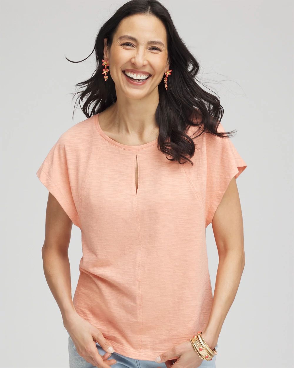 Slub Keyhole Neck Tee
