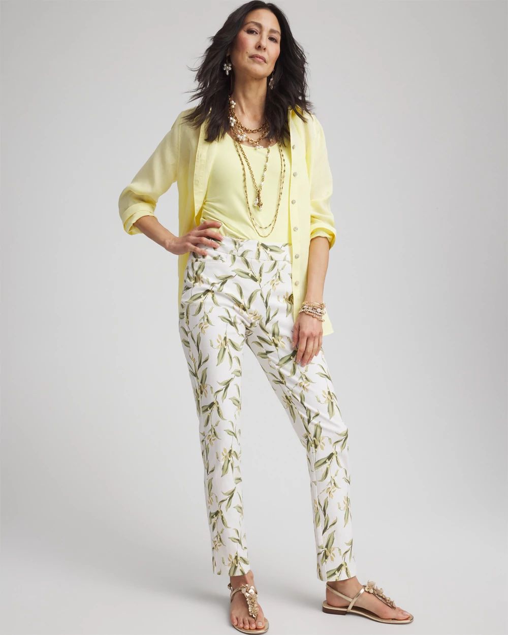 Brigitte™ Leaf Slub Ankle Pants