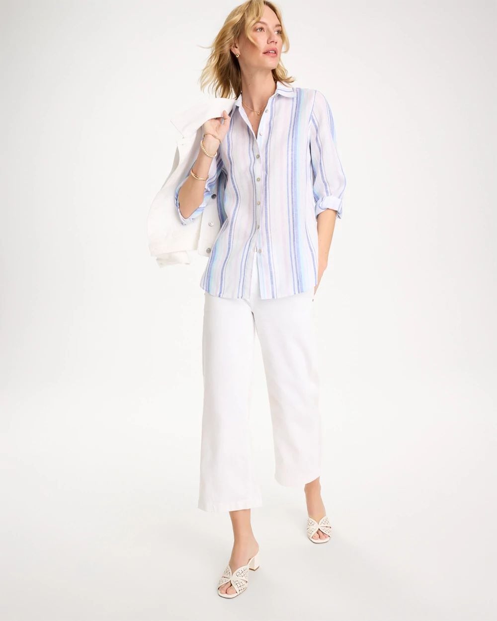 No Iron™ Linen Striped Shirt click to view larger image.