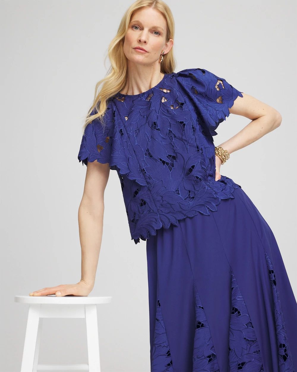 Lace Detail Flutter Sleeve Top