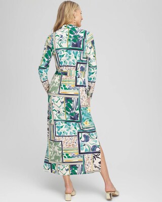 Patchwork Print Maxi Shirtdress click to view larger image.