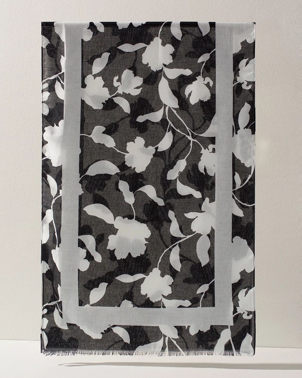 Leaf Print Oblong Scarf