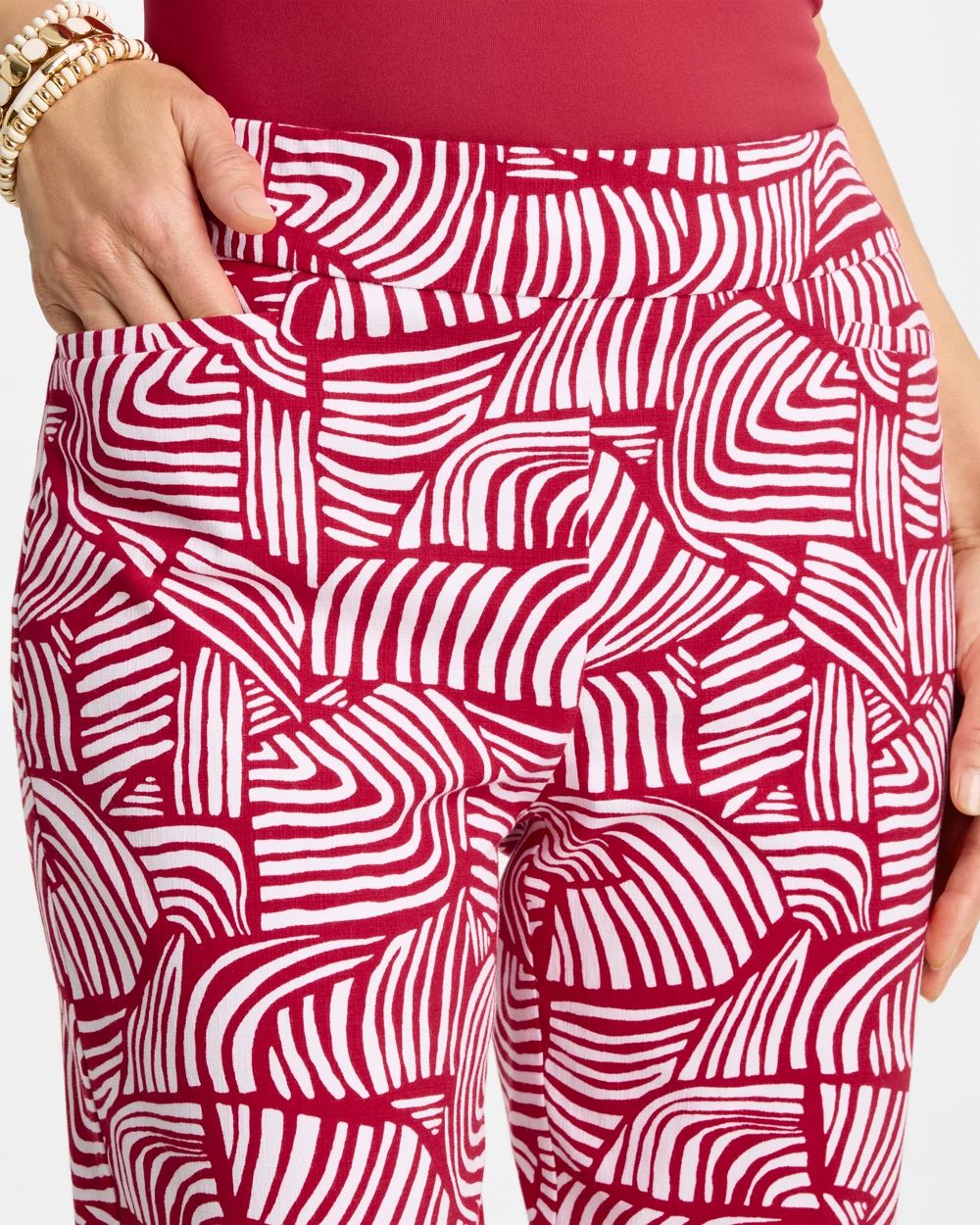 Brigitte™ Slim Geo Pull-On Capri Pant click to view larger image.