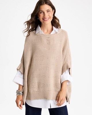 Cotton-Blend Sweater Poncho
