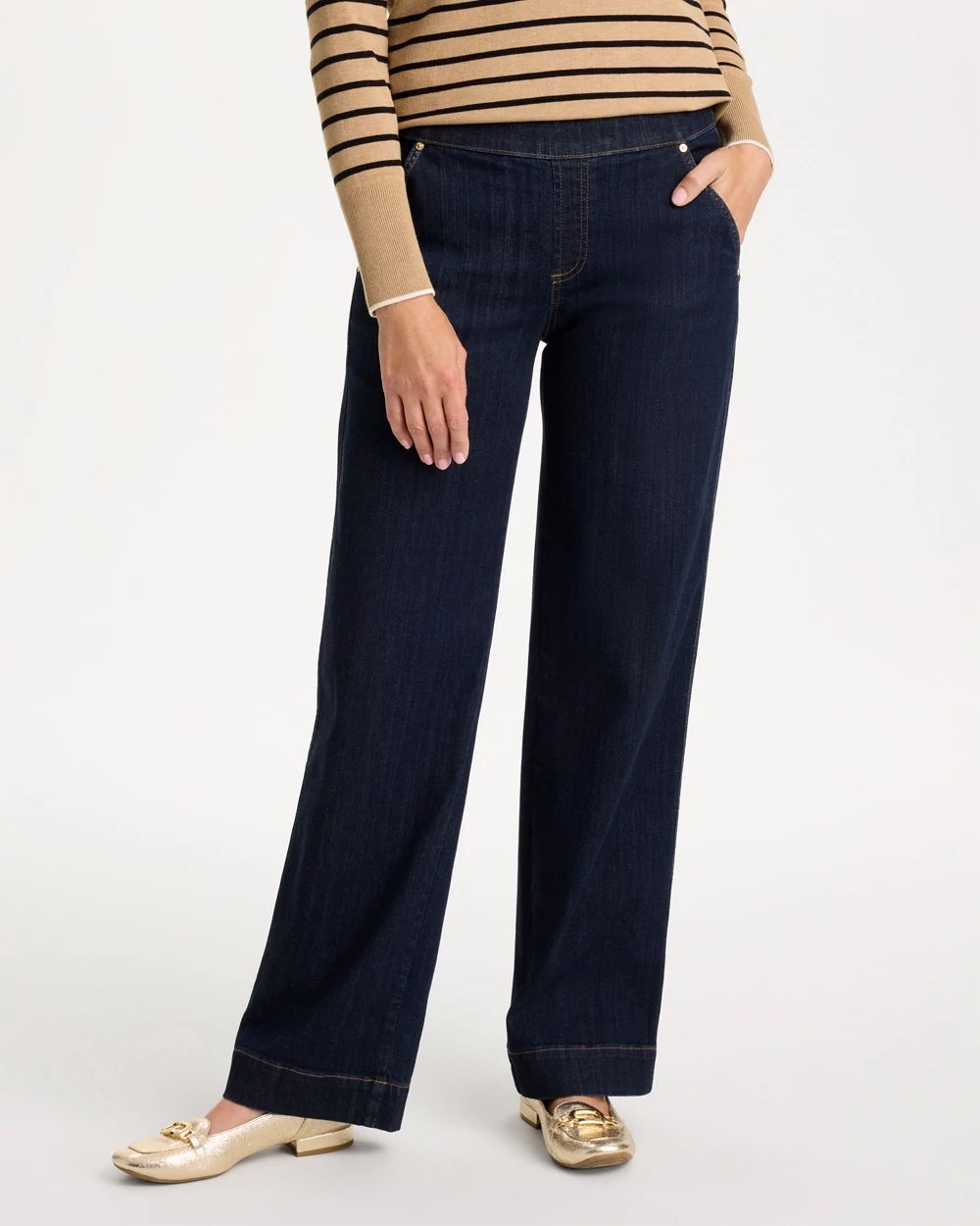 Refined Pull-On Wide-Leg Jeans click to view larger image.