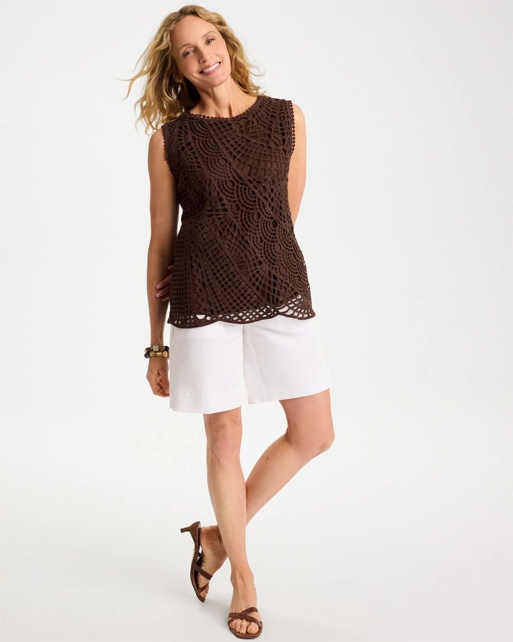 Cotton Crochet Sleeveless Tank click to view larger image.