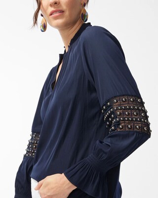 Mesh Inset Popover Blouse