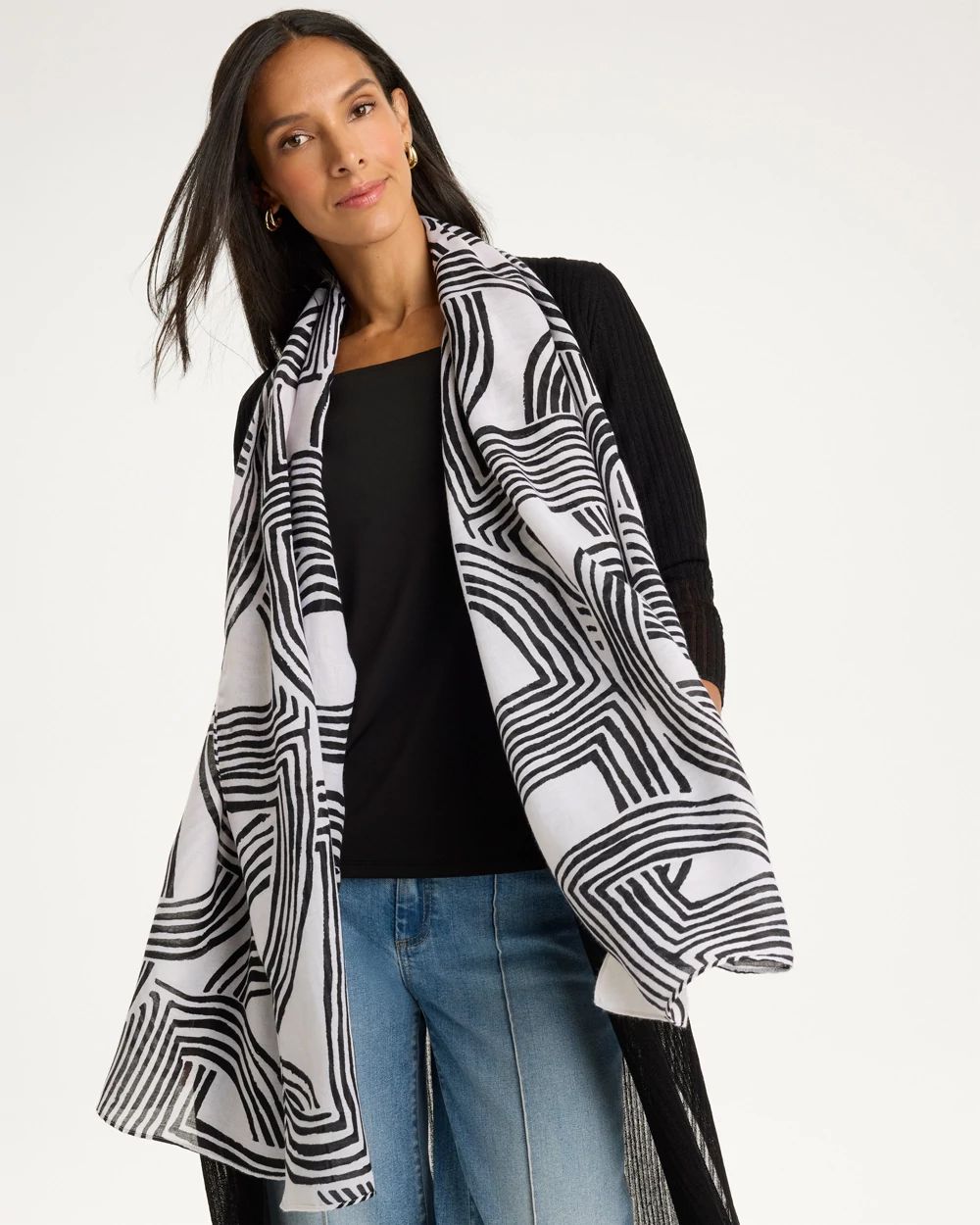Geo Printed Oblong Scarf click to view larger image.