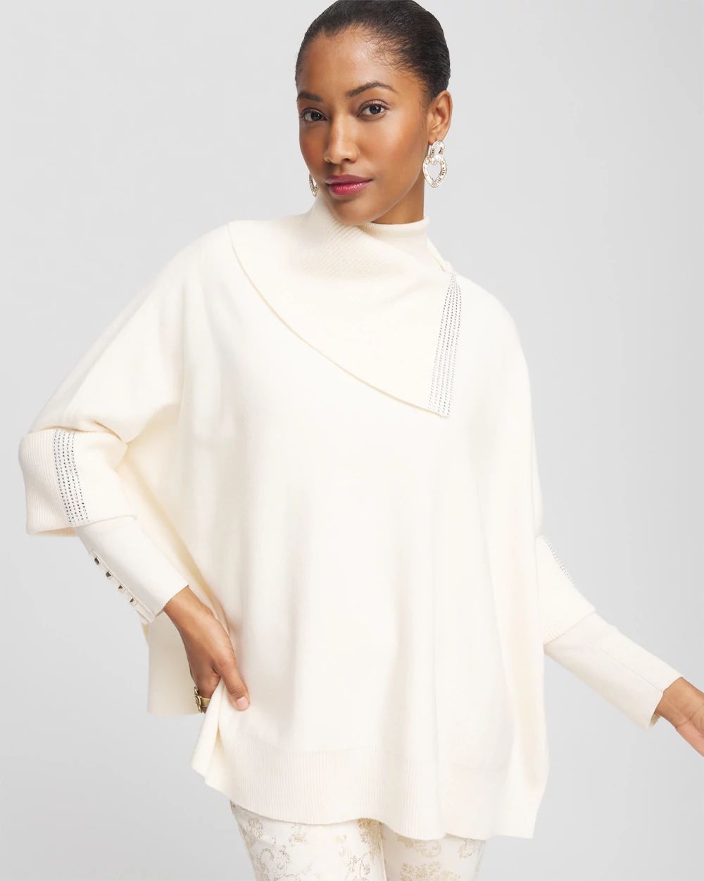 Embellished Cashmere Blend Poncho