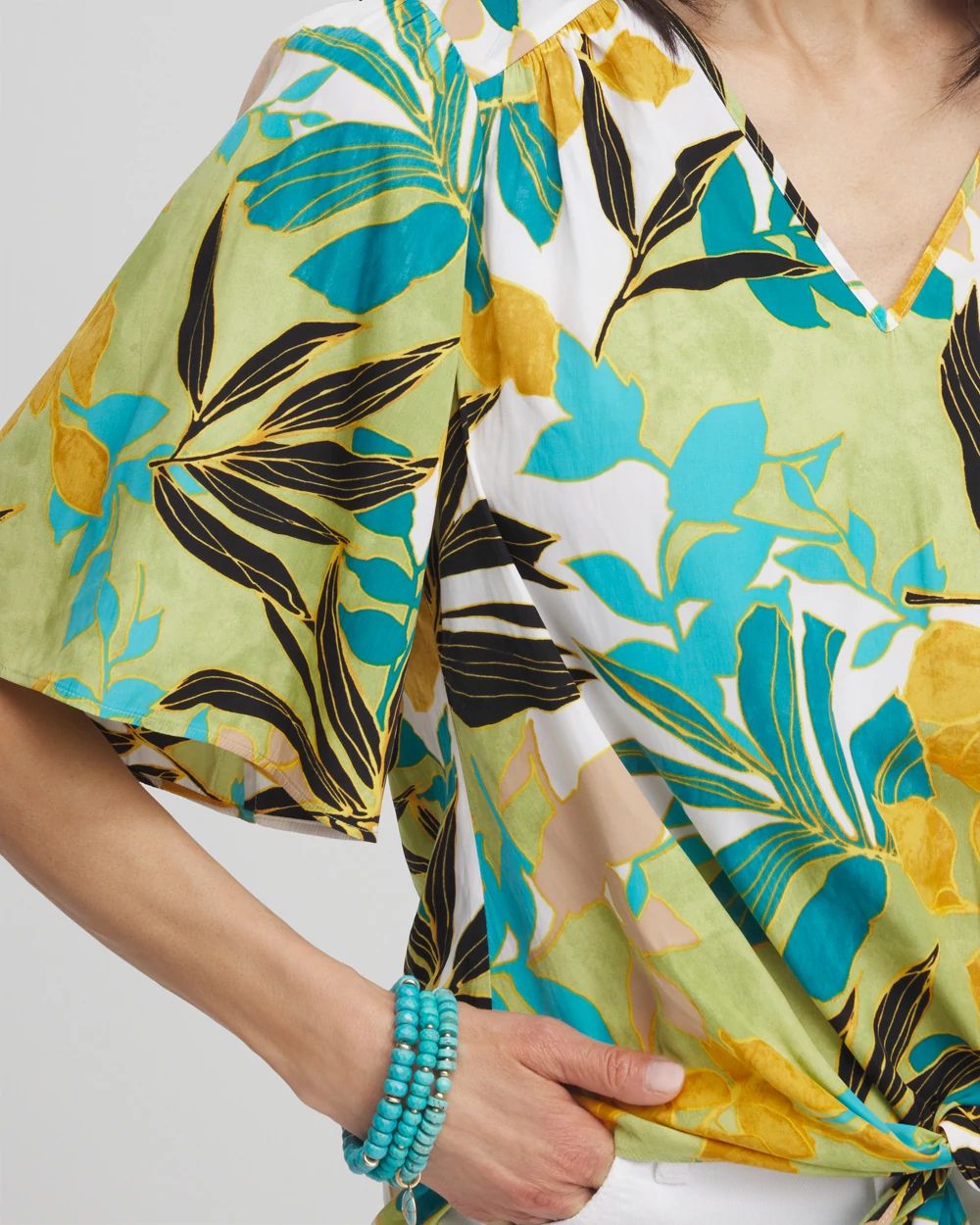 Flutter Sleeve Tie-Front Top click to view larger image.