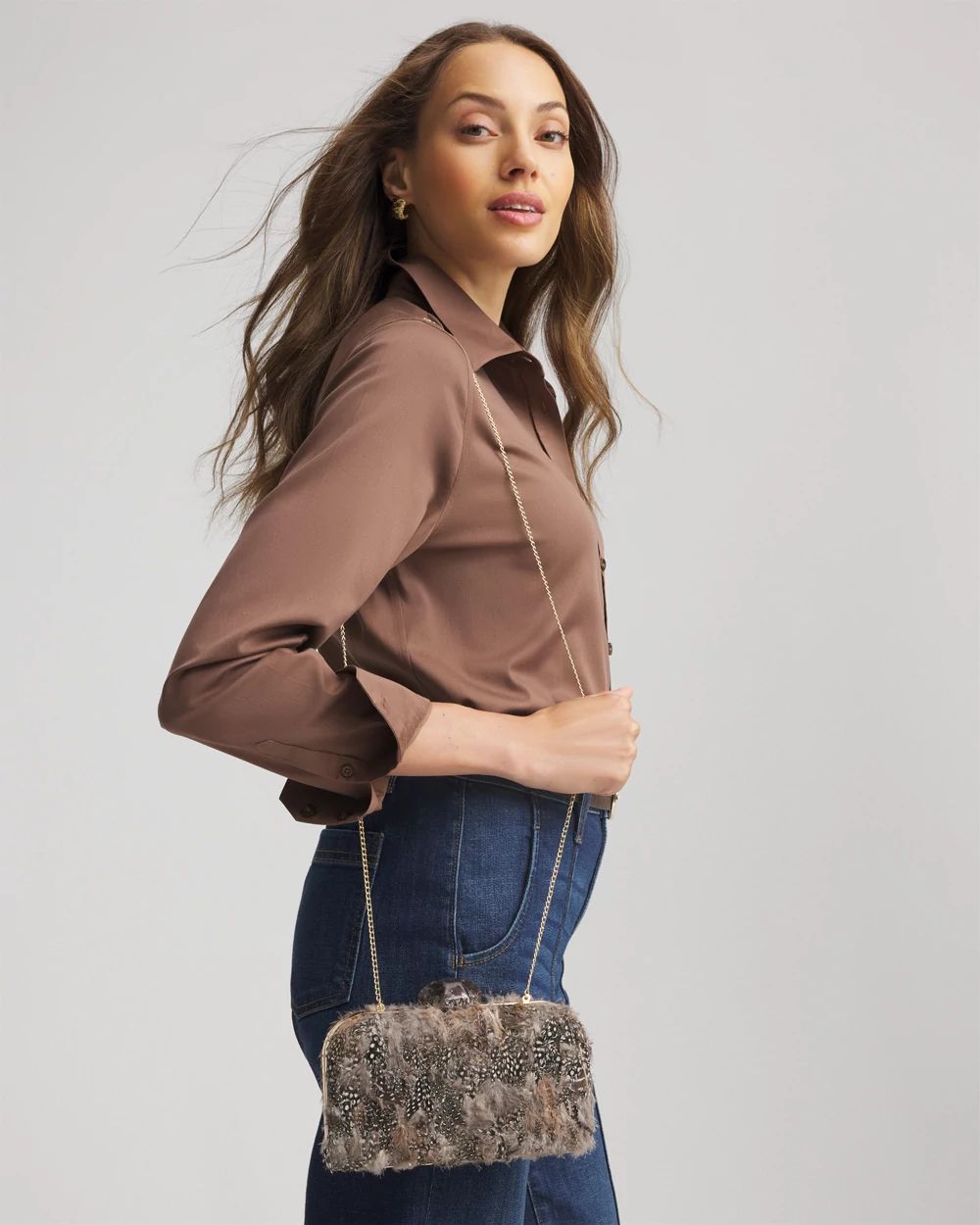 Hand-Made Feather Clutch Shoulder Bag