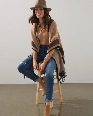 Caviar-Trim V-Neck Pullover Sweater