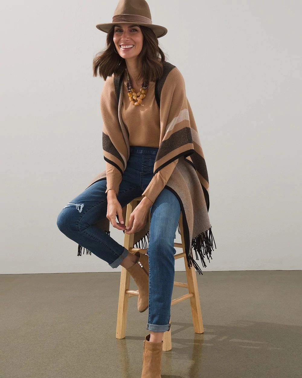 Caviar-Trim V-Neck Pullover Sweater