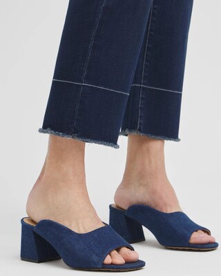 High Rise Fray Hem Straight Cropped Jeans