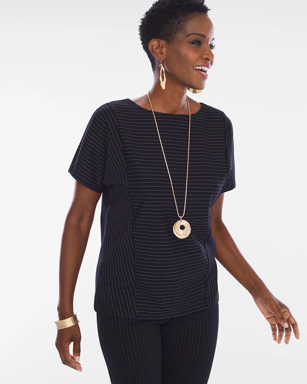 Pinstriped Ponte Tee