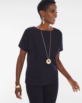 Pinstriped Ponte Tee