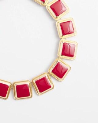 Red Pendant Statement Necklace click to view larger image.