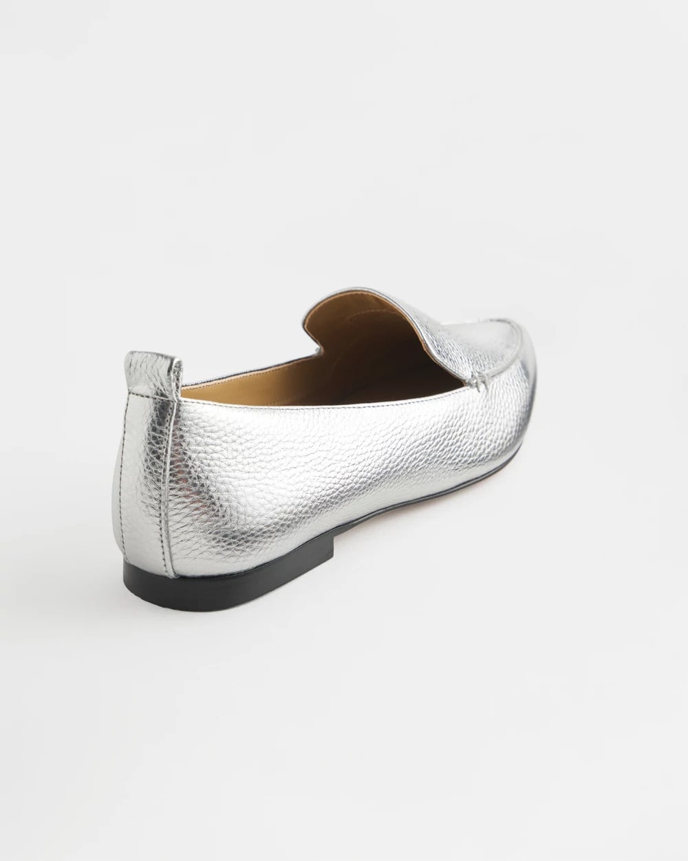 Silver Metallic Leather Loafer