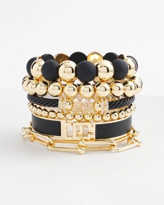 Black Beaded Stretch Bracelet