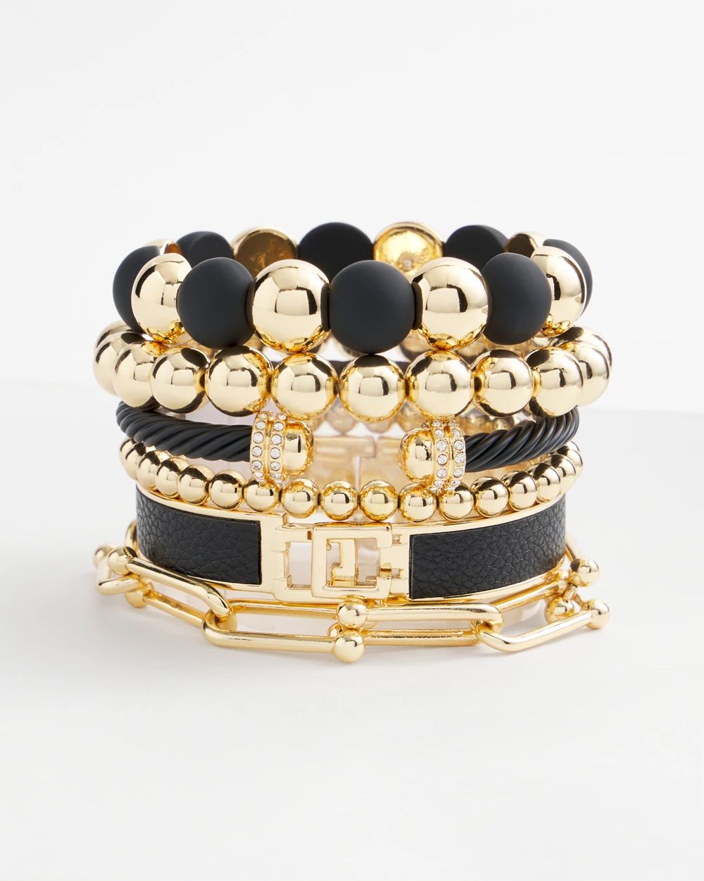 Black Beaded Stretch Bracelet