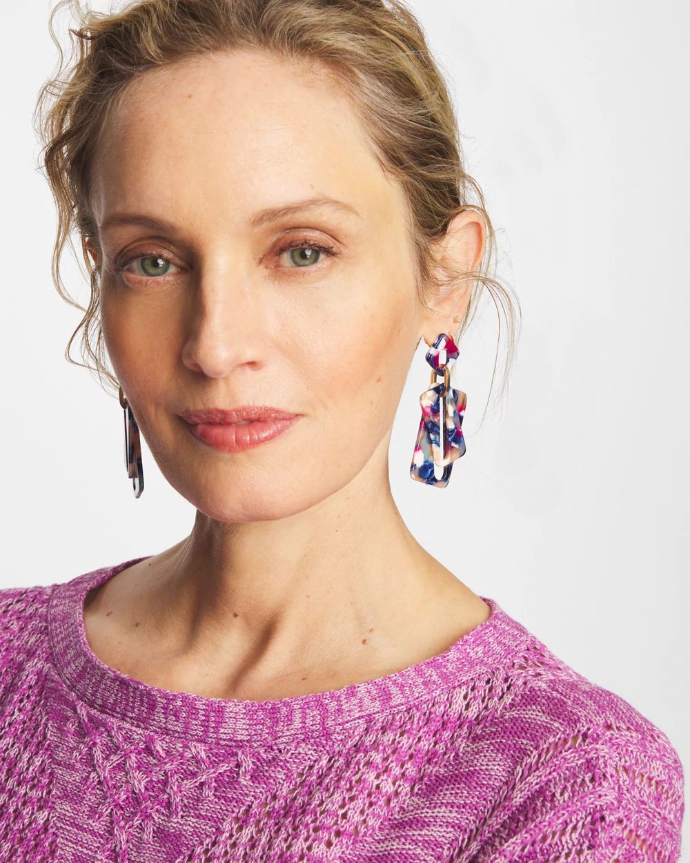 Multi Resin Rectangle Earrings click to view larger image.