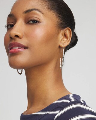 No Droop™ Silver Tone Textured Threader Hoops