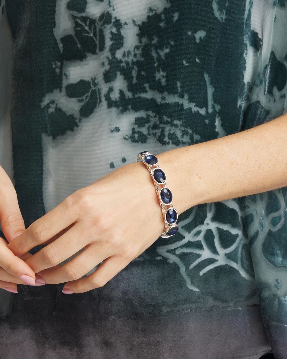 Large Faceted Gem Stretch Bracelet