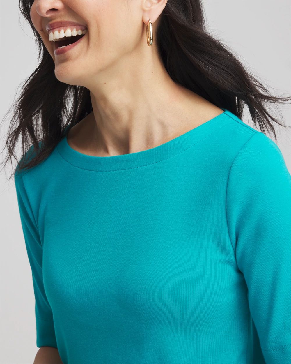 Pima Cotton Bateau-Neck Tee click to view larger image.