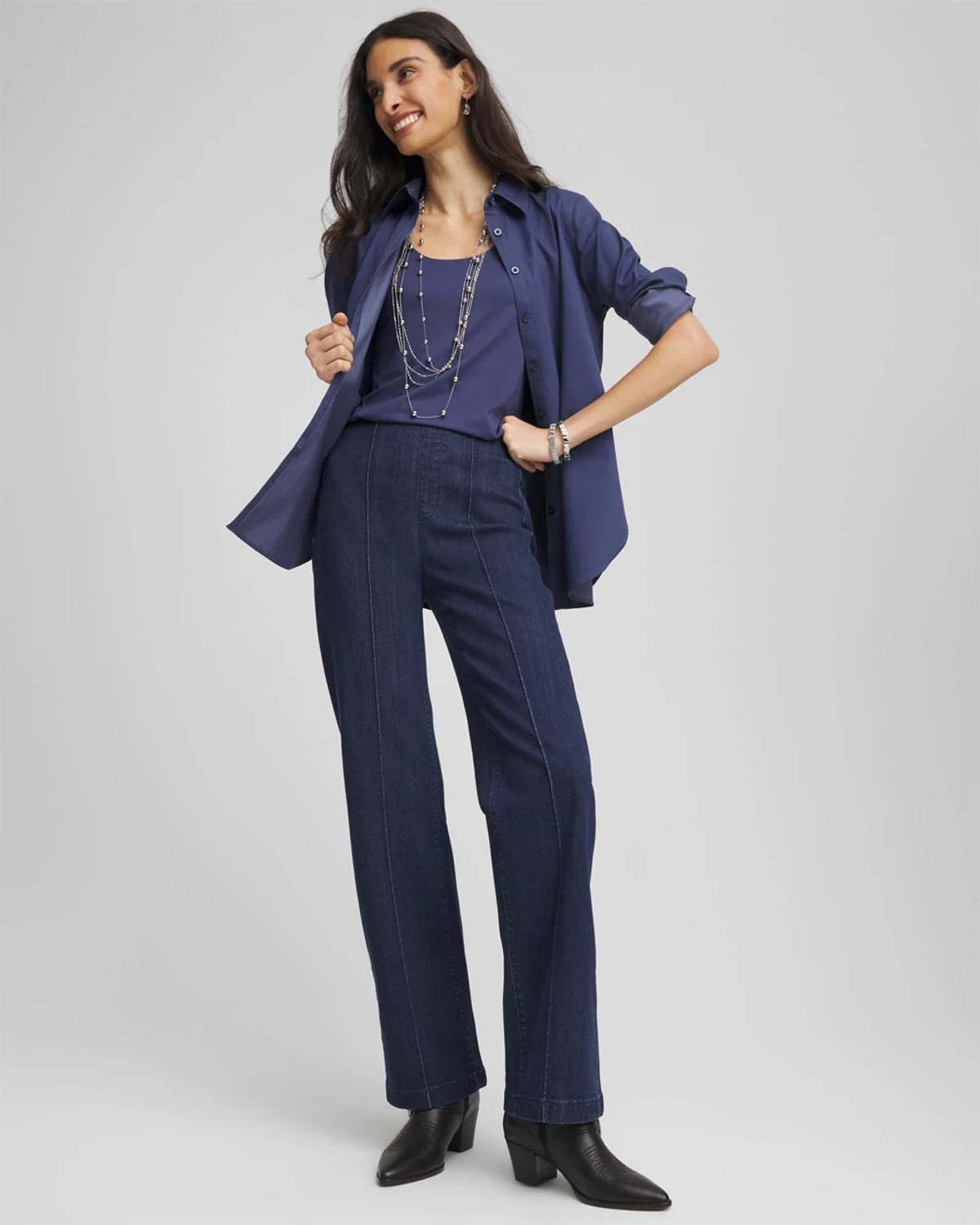 Chico's Microfiber Tank In Indigo Sky In Blue