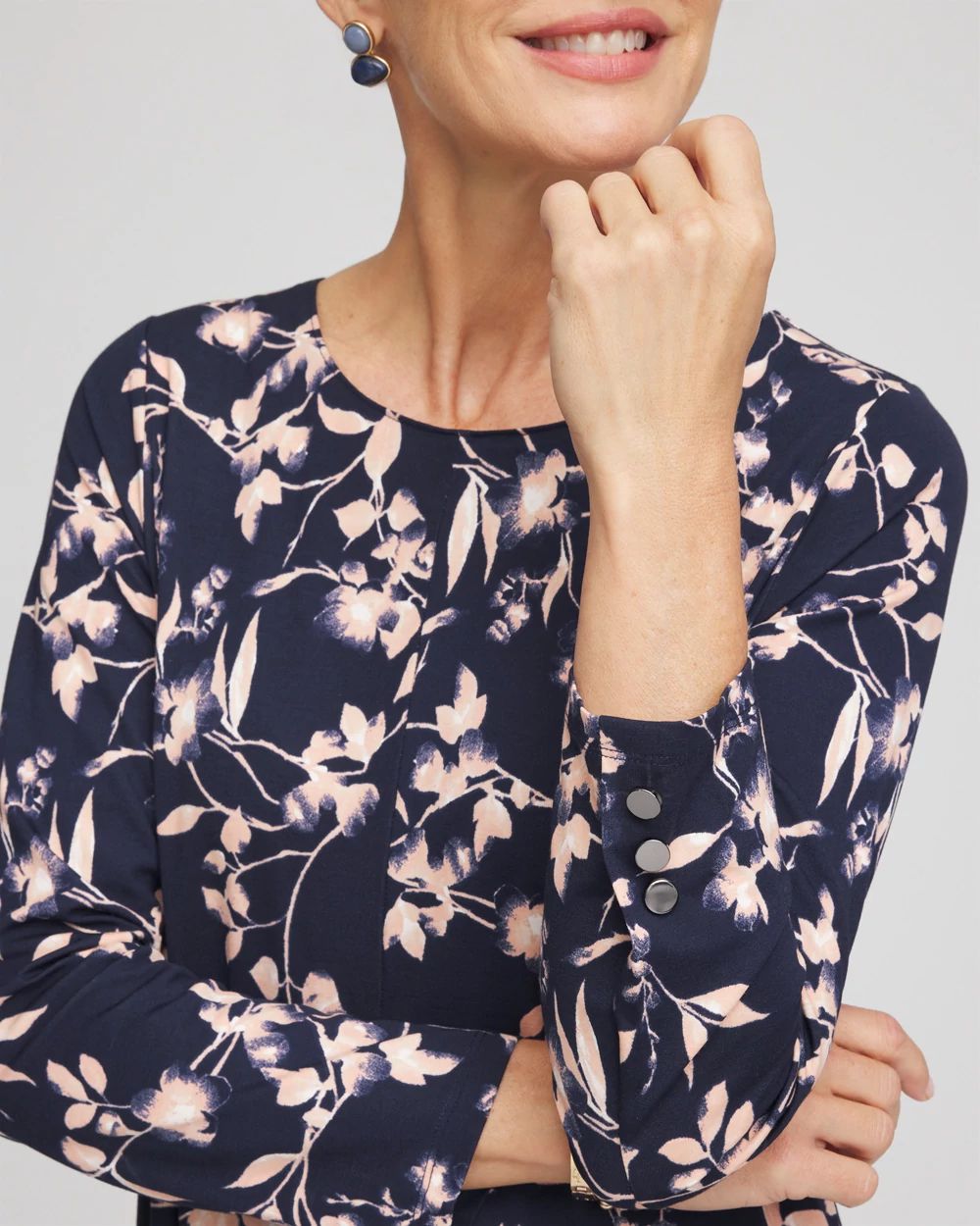 Printed Godet Popover Midi Dress