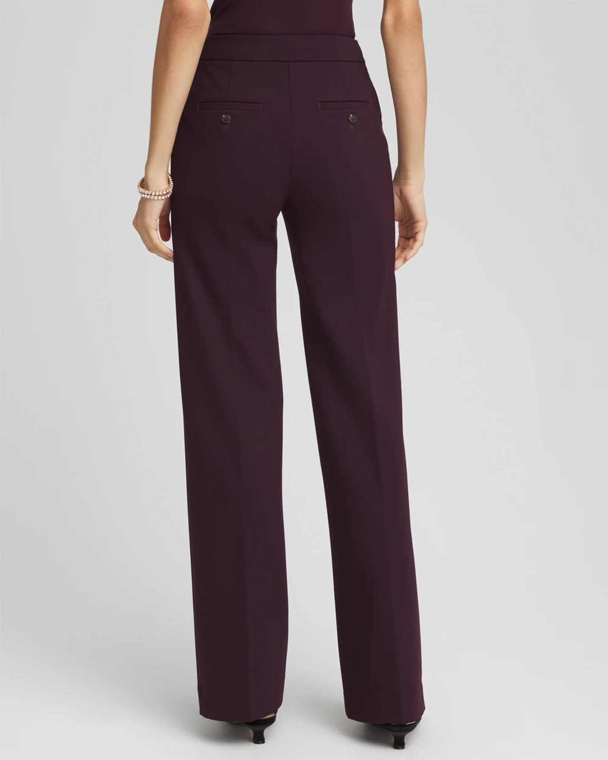 Chico's Emme Wide-leg Trouser Ponte Pants In Night Bloom In Brown