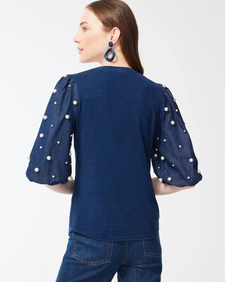 Faux Denim Embellished Tee