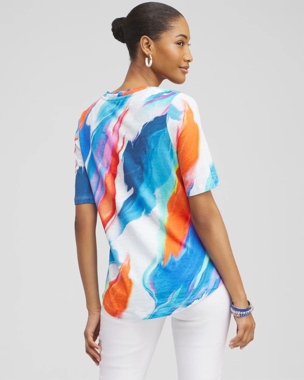 Abstract Elbow Sleeve A-line Tee
