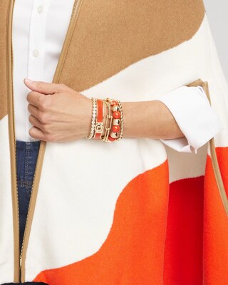 Orange Beaded Stretch Bracelet