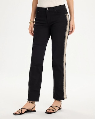 Girlfriend Seam Detail Straight Ankle Jeans