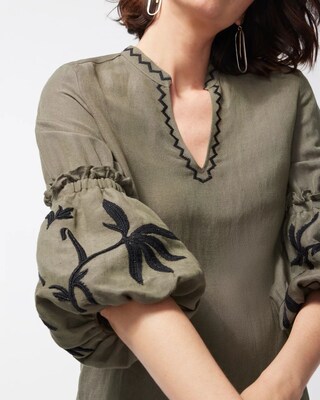 Linen Blend Lantern Sleeve Top