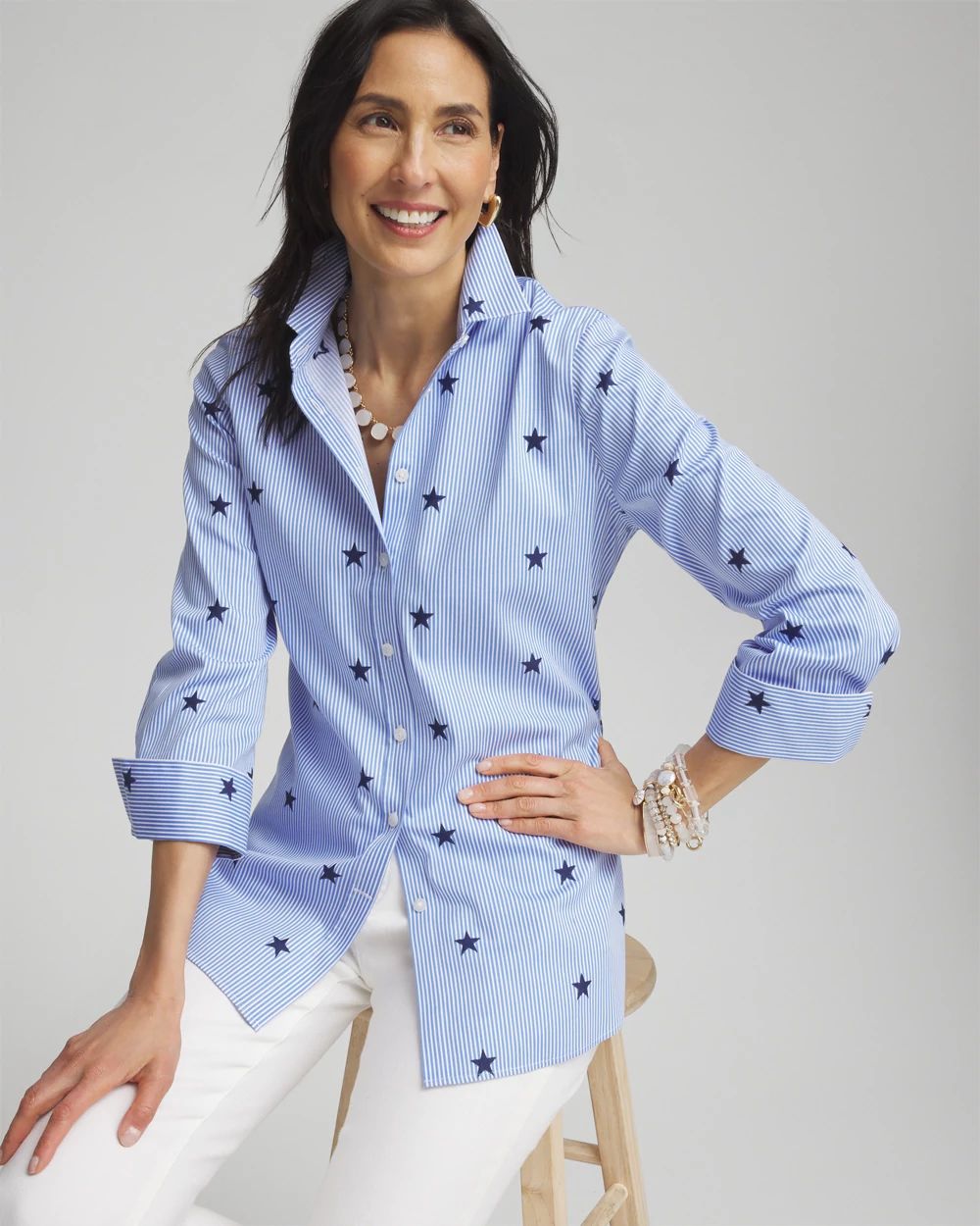 No Iron™ Stretch Stars & Stripes Shirt