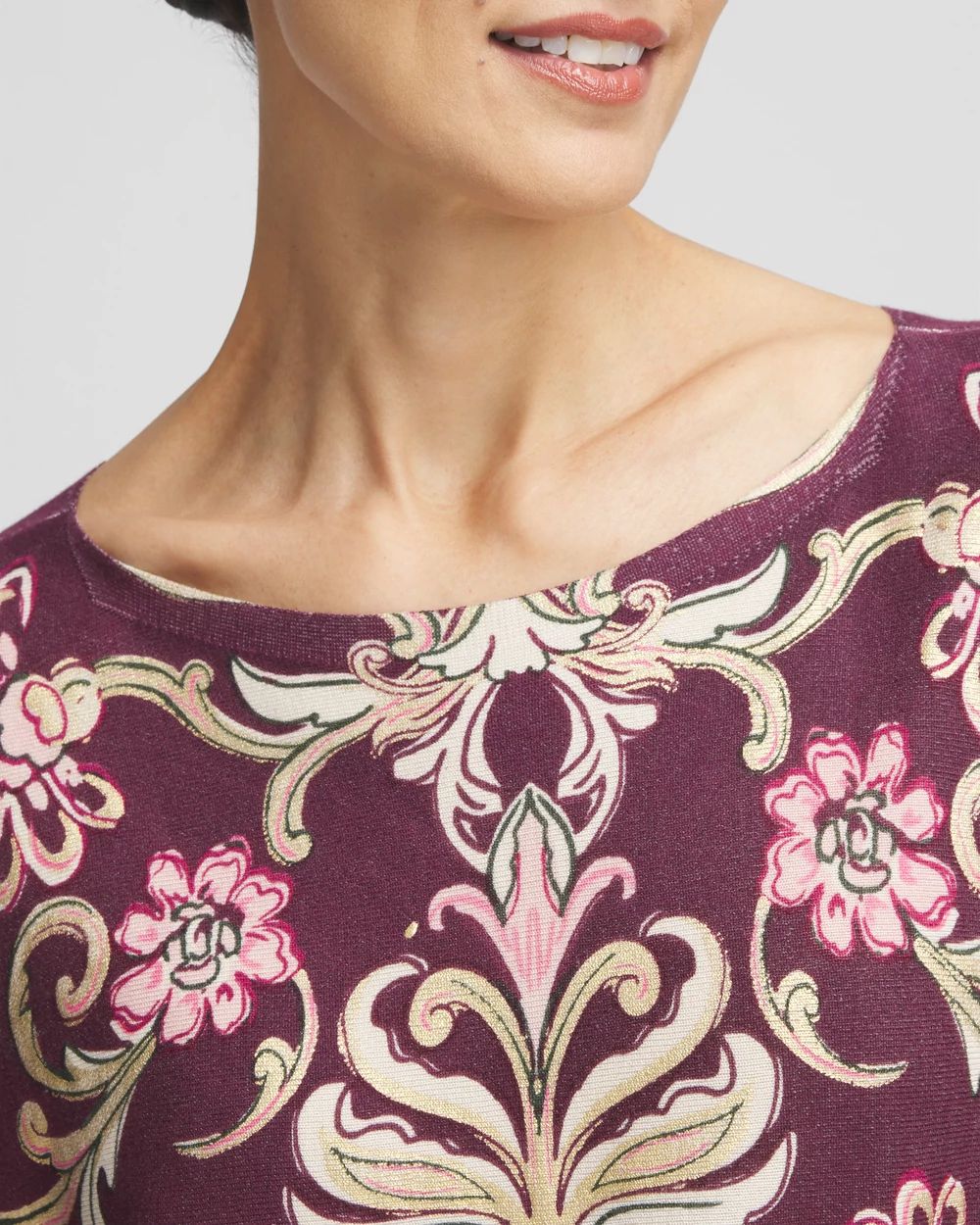 Foil Dolman-Sleeve Sweater click to view larger image.