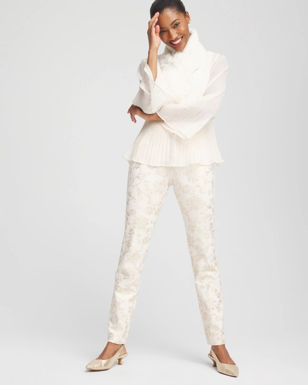 Juliet Foiled Ponte Ankle Pants