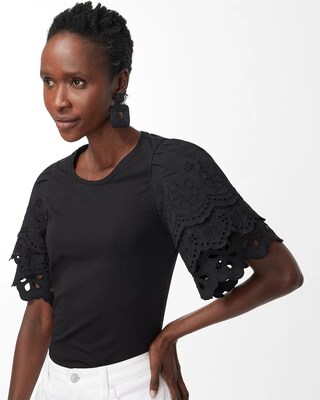 Eyelet Tier Sleeve Top