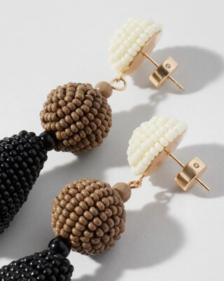 Black & Neutral Seed Bead Earrings