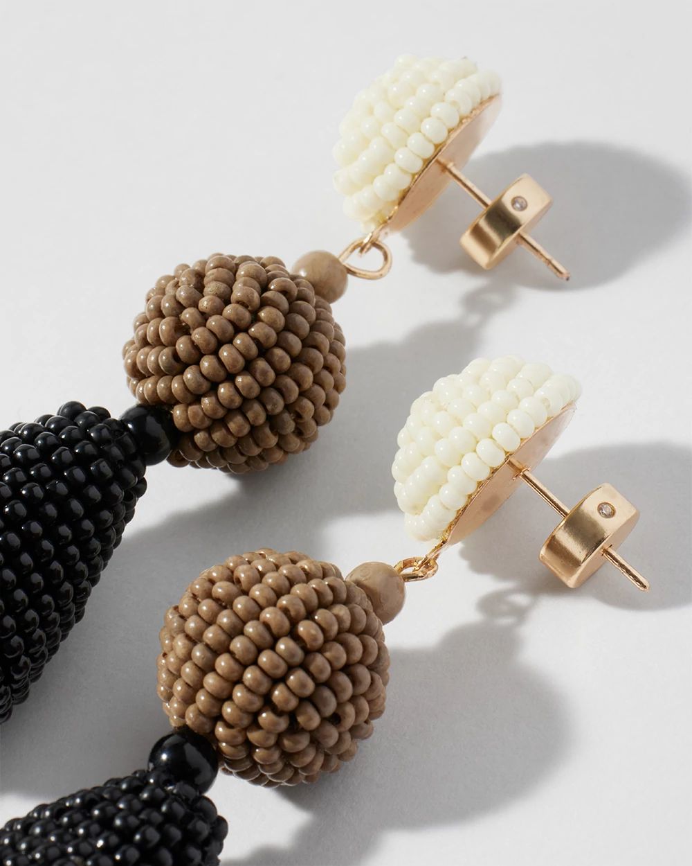Black & Neutral Seed Bead Earrings