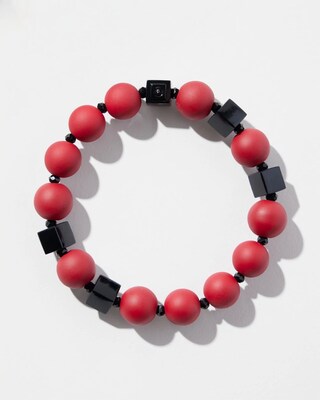 Matte Red Square Stretch Bracelet